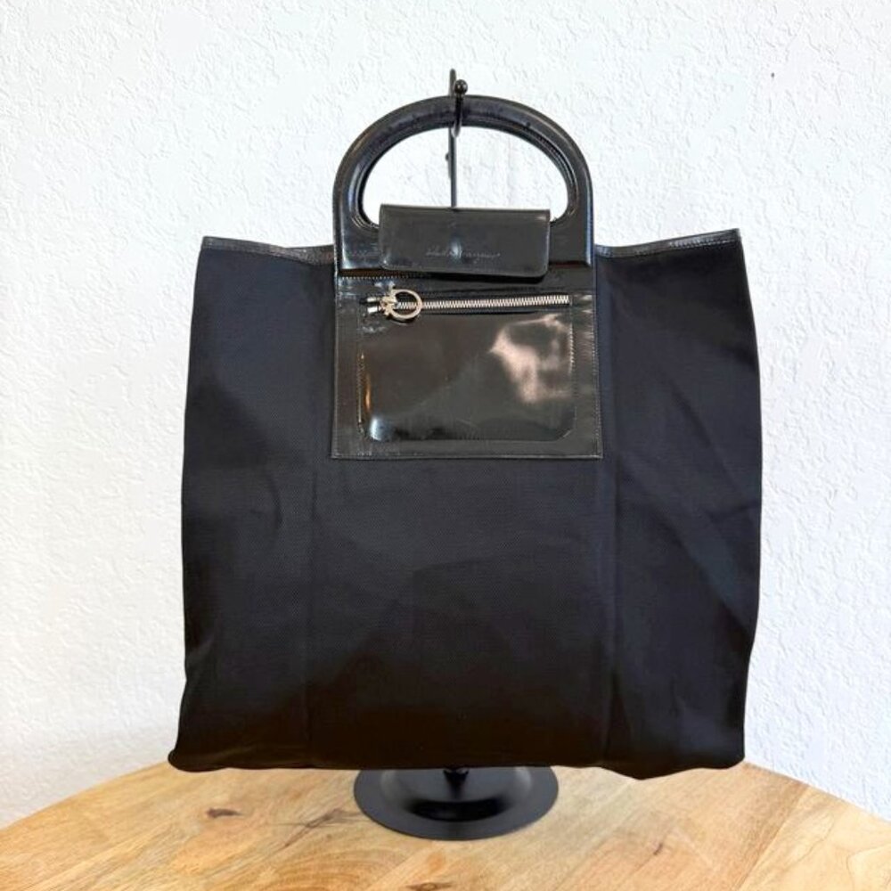 Salvatore Ferragamo Black Foldable Tote Bag